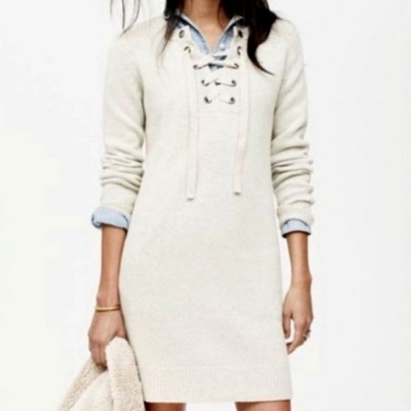 Madewell Dresses & Skirts - Madewell merino wool lace up sweater dress S